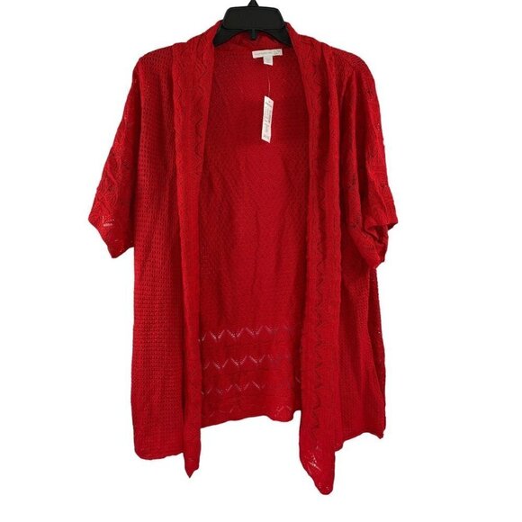 Westport Sweaters - Westport Women Red3X Knitted Short Cardigan